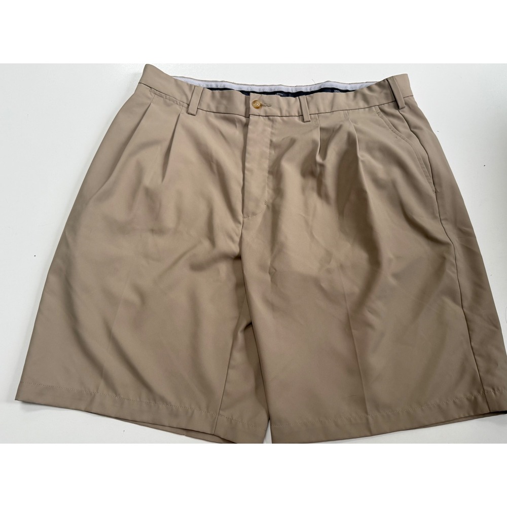 Callaway Mens Pleated Golf Shorts Tan Khaki Performance 35 Waist Logo
